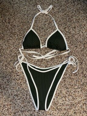 Aerie Green & White Bikini